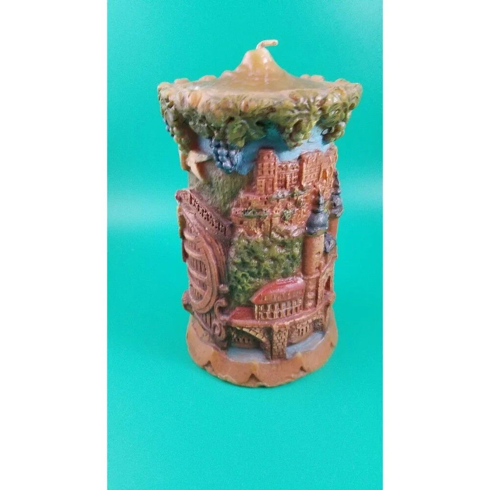 Vintage Heidelberg Hand Carved Painted Germany Gunter Candle 8”